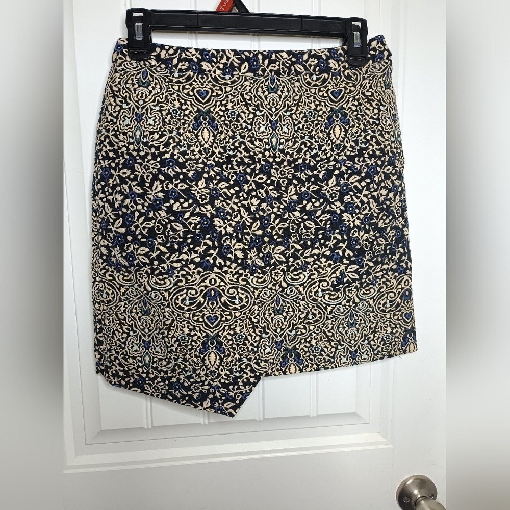 H&M Floral Jacquard Faux Wrap A Symmetrical Hem Az 6 Mini Skirt Boho Casual Club